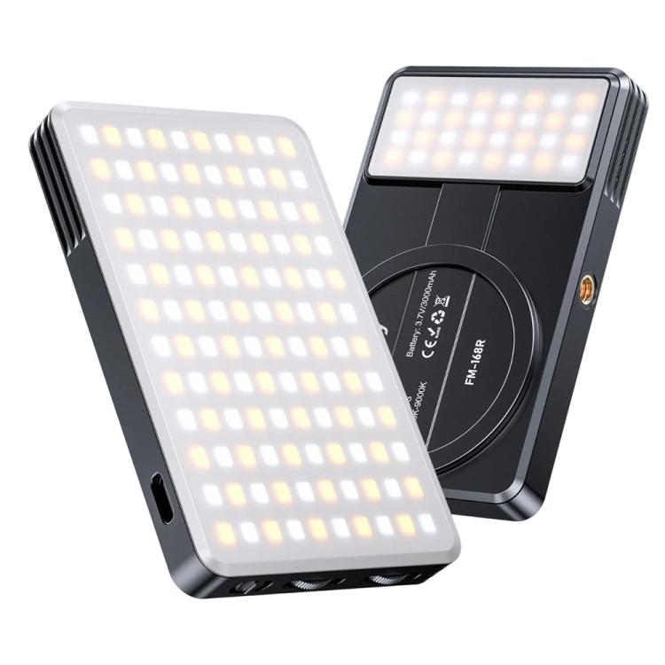 Jmary FM-168R Dual Color Temperature 160 LED Beads Portable Magnetic Phone Fill Light (Black)