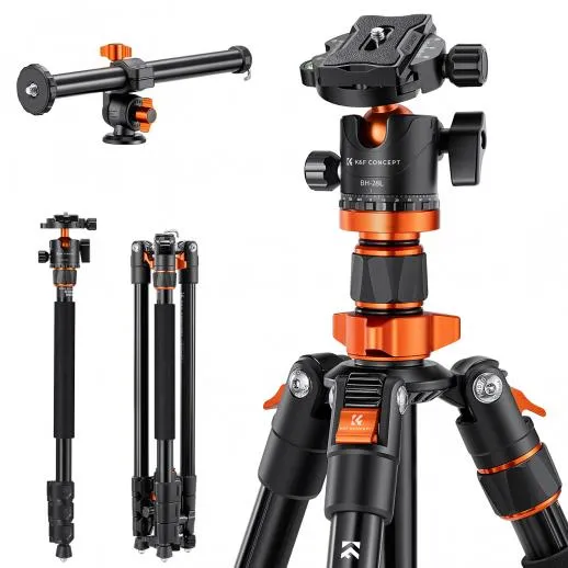 K&F Concept Professional Video Tripod with Ball Head BH-28L+Universal Central Axis (KF09.087V6)