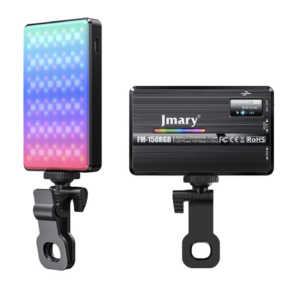 Jmary FM-150RGB Portable Video Fill Light – 6W RGB LED Light with 3000mAh Battery, 2500K-9000K, CRI>95, Type-C Rechargeable