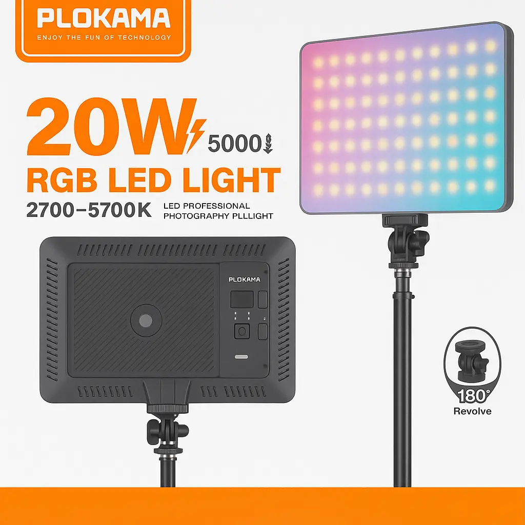 U480 PRO rgb led RECHARGEBLE 20W Built-in 5000mAh Stepless Dimmable 2700-5700K LED Professional Photography Fill Light for DSLR, Camcorder, Tripod