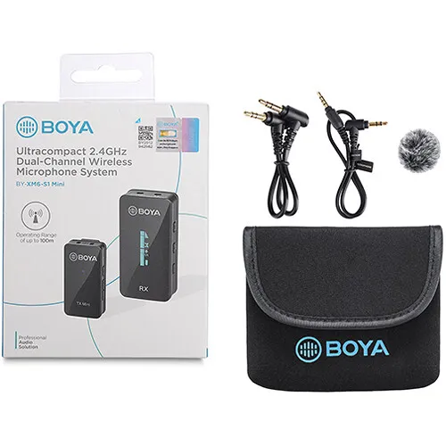 BOYA BY-XM6-S1 Ultracompact Wireless Microphone System for Cameras and Smartphones (2.4 GHz)