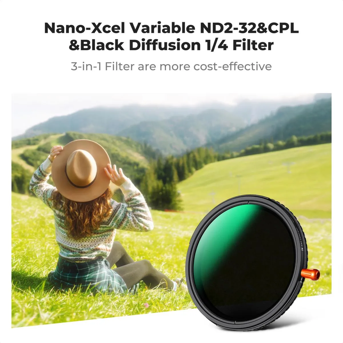 K&F Concept 67mm 3-in-1 Lens Filter Variable ND2-32, CPL, Black Mist 1/4, 28-Layer Nano Coating – (KF01.2925V2)