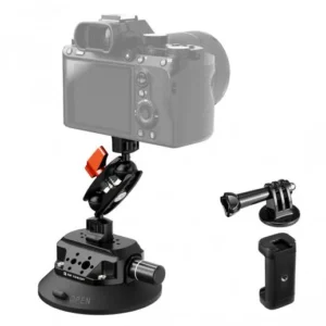 K&F Concept 4.5″ Suction Cup Camera Mount with Double Ball Head Magic Arm, Phone Clamp & GoPro Adapter (KF31.100)