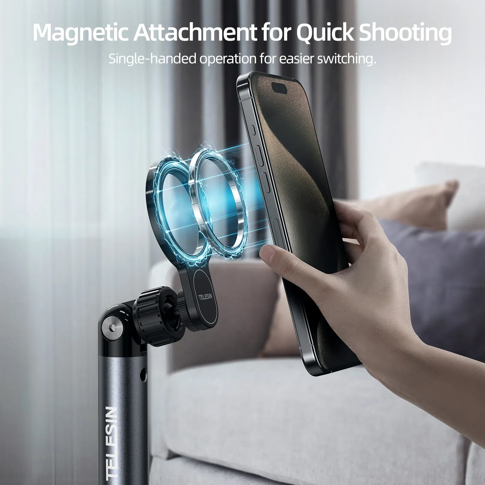 TELESIN Magnetic Mobile Floor Stand P3 FS 01 for Live Video Recording and Overhead Shooting
