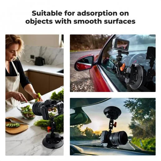 K&F Concept 4.5″ Suction Cup Camera Mount with Double Ball Head Magic Arm, Phone Clamp & GoPro Adapter (KF31.100)