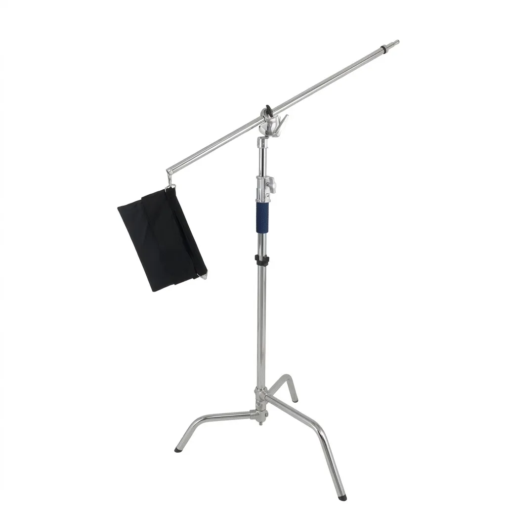 Meking K-4 Heavy-Duty C-Stand Kit with 49″ Extension Arm & Grip Head – 3-Section, Max Height 3450mm