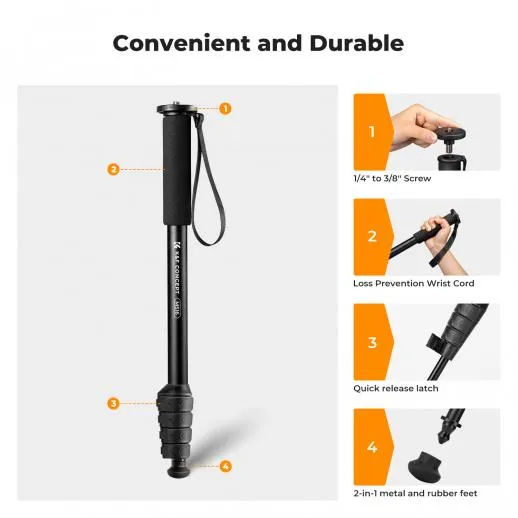 K&F Concept 63” Camera Monopod – 5-Section Aluminum (KF09.138)