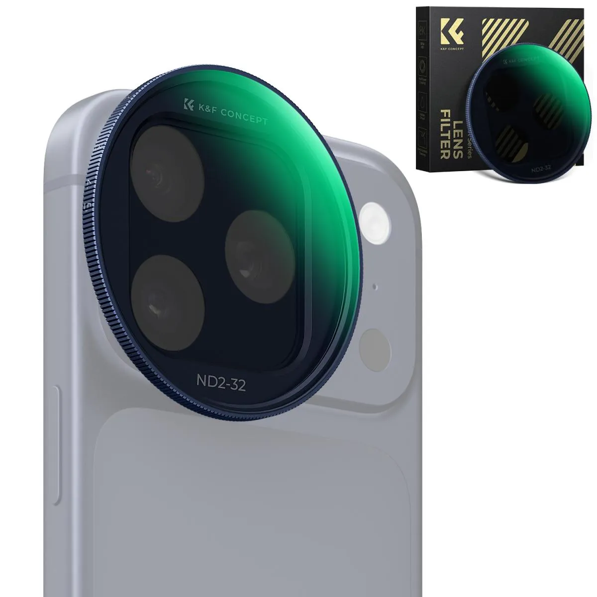 K&F Concept ND2-32 Filter for iPhone 17 Pro/Pro Max – Dark Blue (KF15.0050)