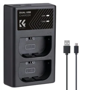 K&F Concept LP-E6/LP-E6N/LP-E6NH Battery Charger, Dual Slot Quick Charger for Canon EOS R5, EOS R6, EOS R, EOS 5D Mark IV, 5D Mark III, 5DS, 5DS R, 5D Mark II, 6D Camera (KF28.0007)