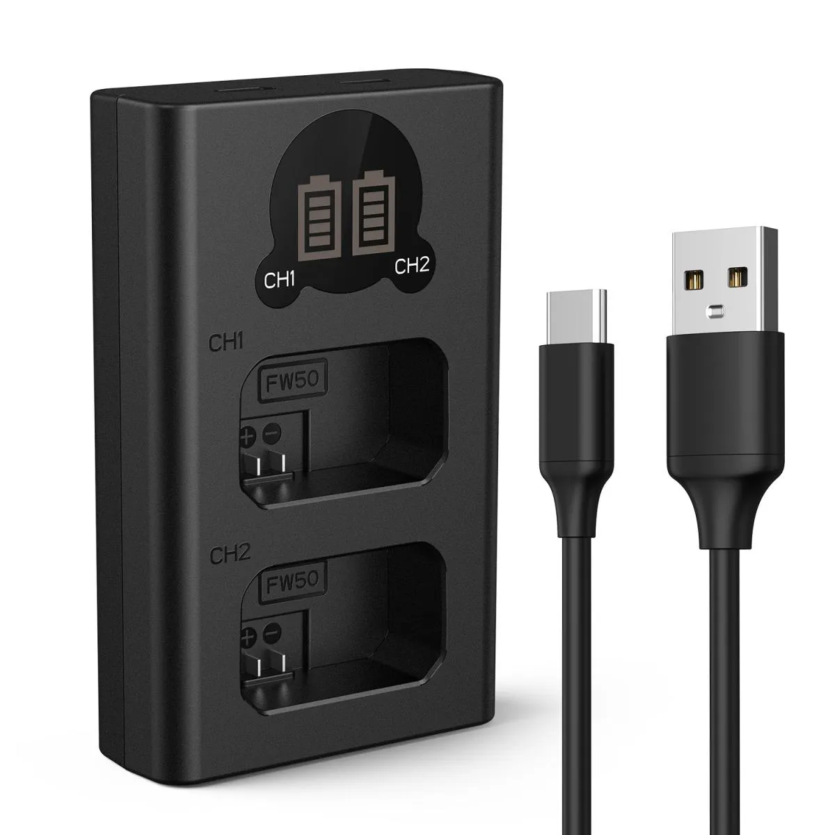 K&F Concept NP-FW50 Battery Charger with LCD Screen for Sony A7, A7II, A7RII, A7SII, A7S, A7S2, A7R, A7R2, A6000, A6500, A6300, RX10, NEX-3/5/7 (KF28.0009V1)