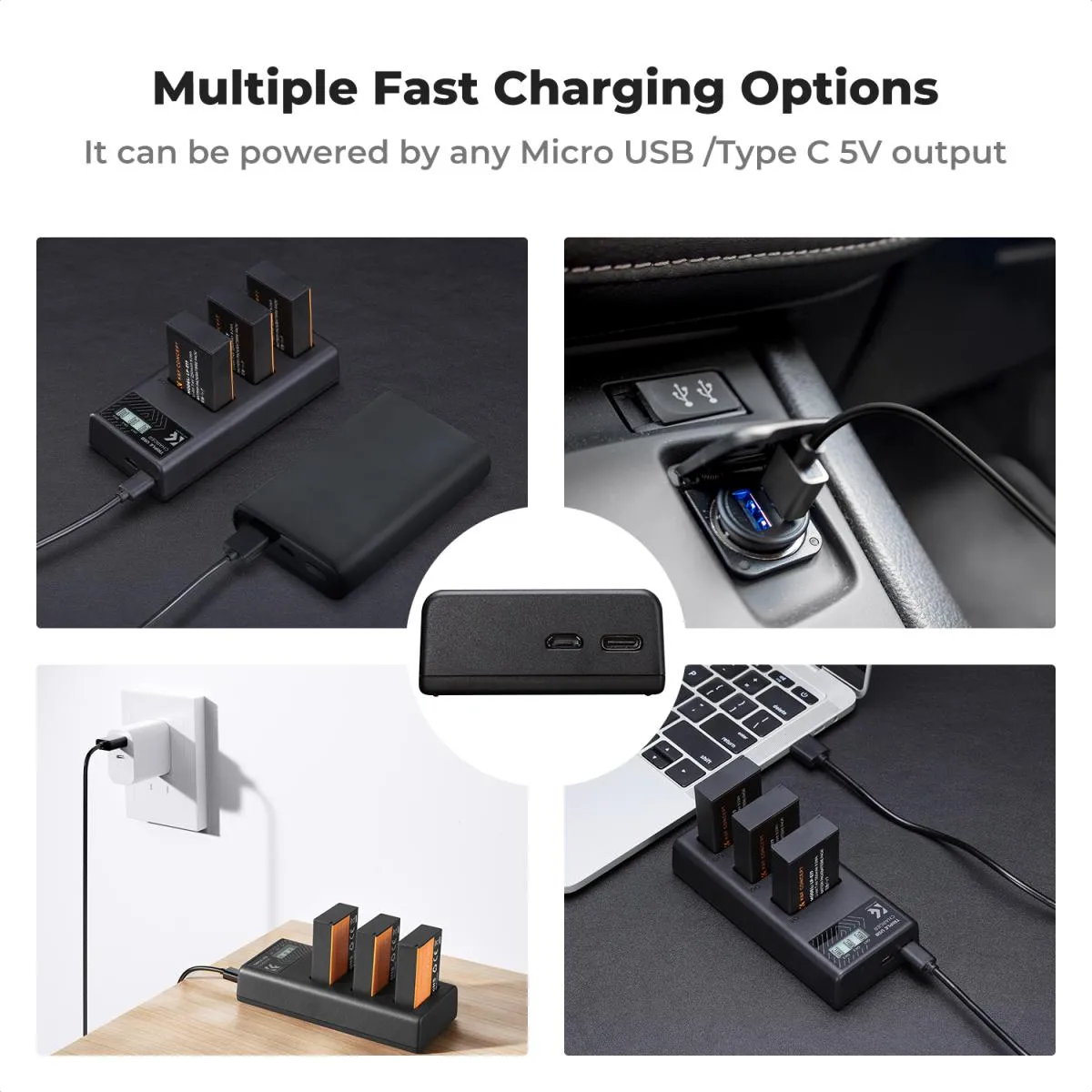 K&F Concept LP-E17 Battery 3-Pack with Upgraded 3-Slot LCD Charger (KF28.0052)