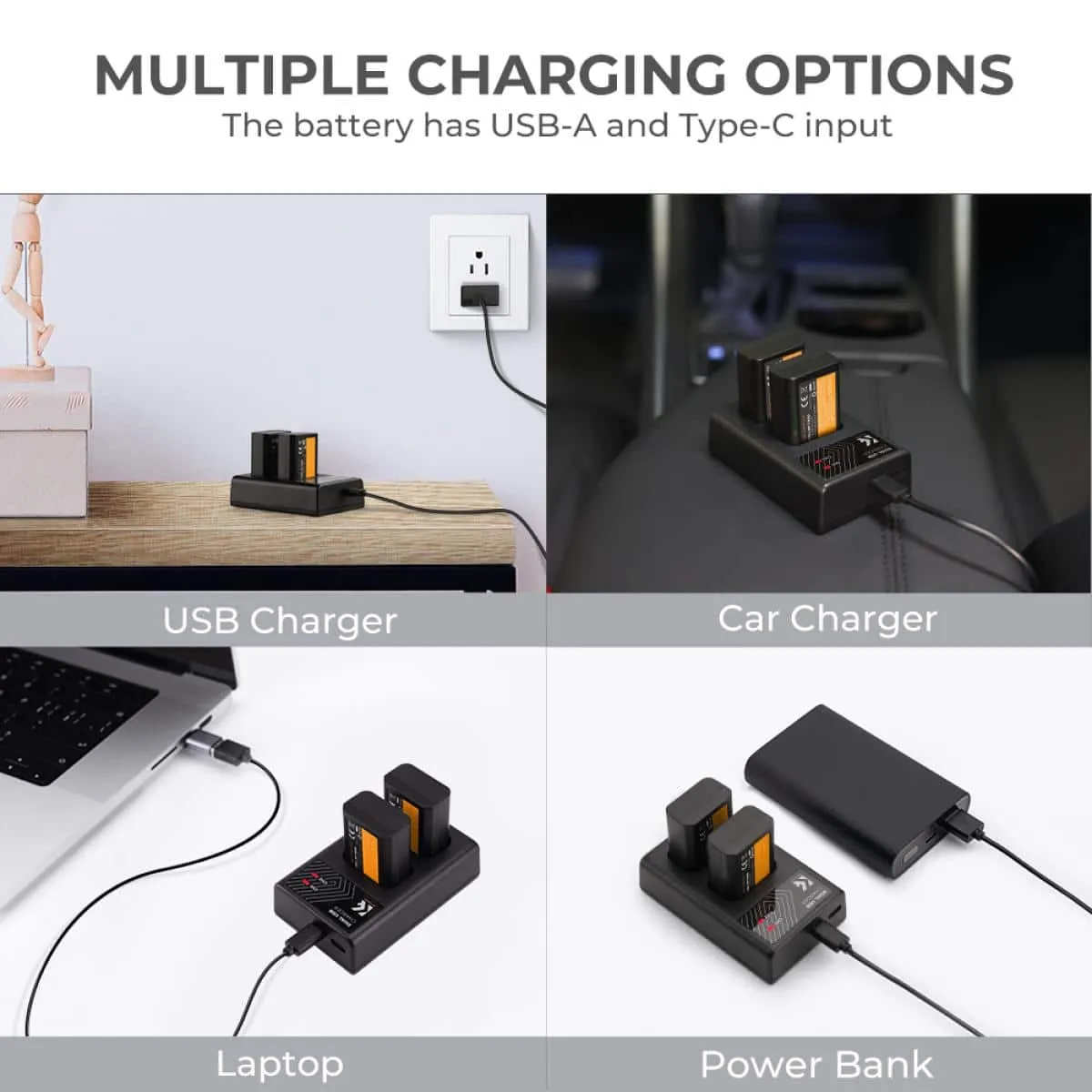 K&F Concept Sony FW-50 Battery Kit – 2 Batteries and Dual Charger (KF28.0015)